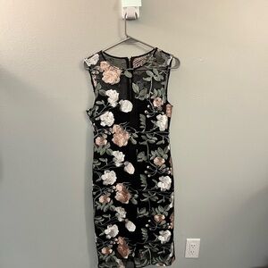 Calvin Klein Black Floral Midi Dress